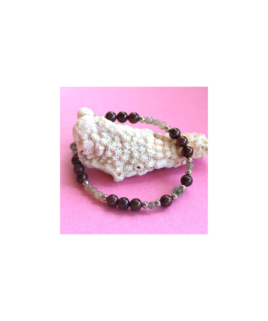 Bracelet en Grenat et en Labradorite