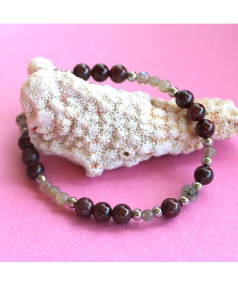 Bracelet en Grenat et en Labradorite