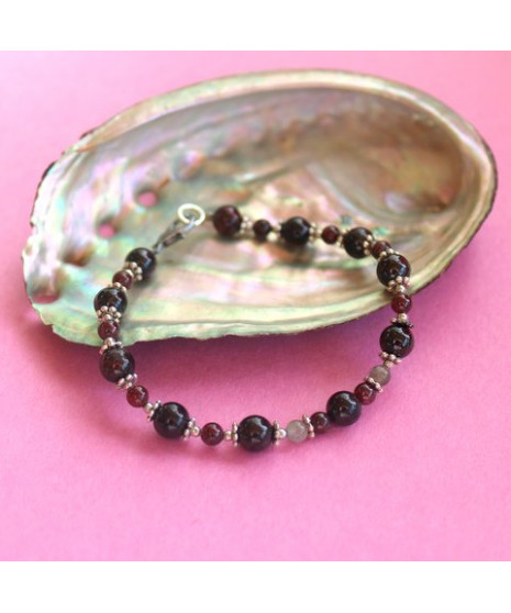 Bracelet en Grenat et en Labradorite