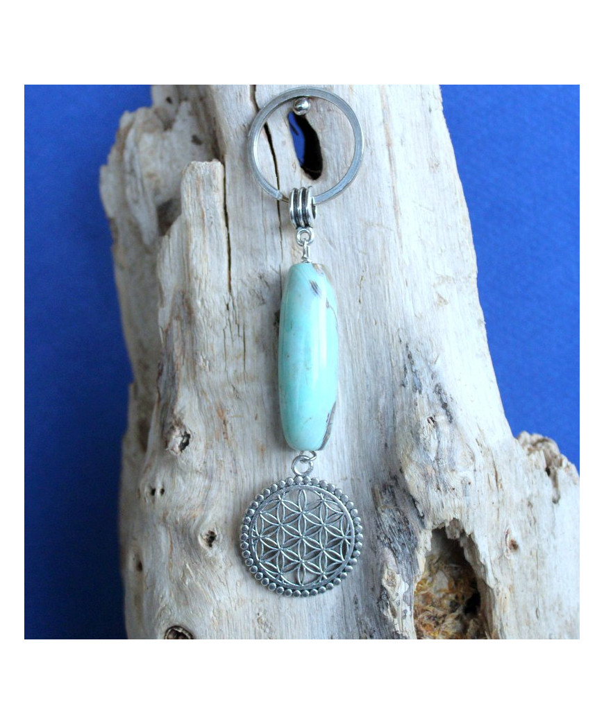 Porte-clefs Fleur de vie en Agate