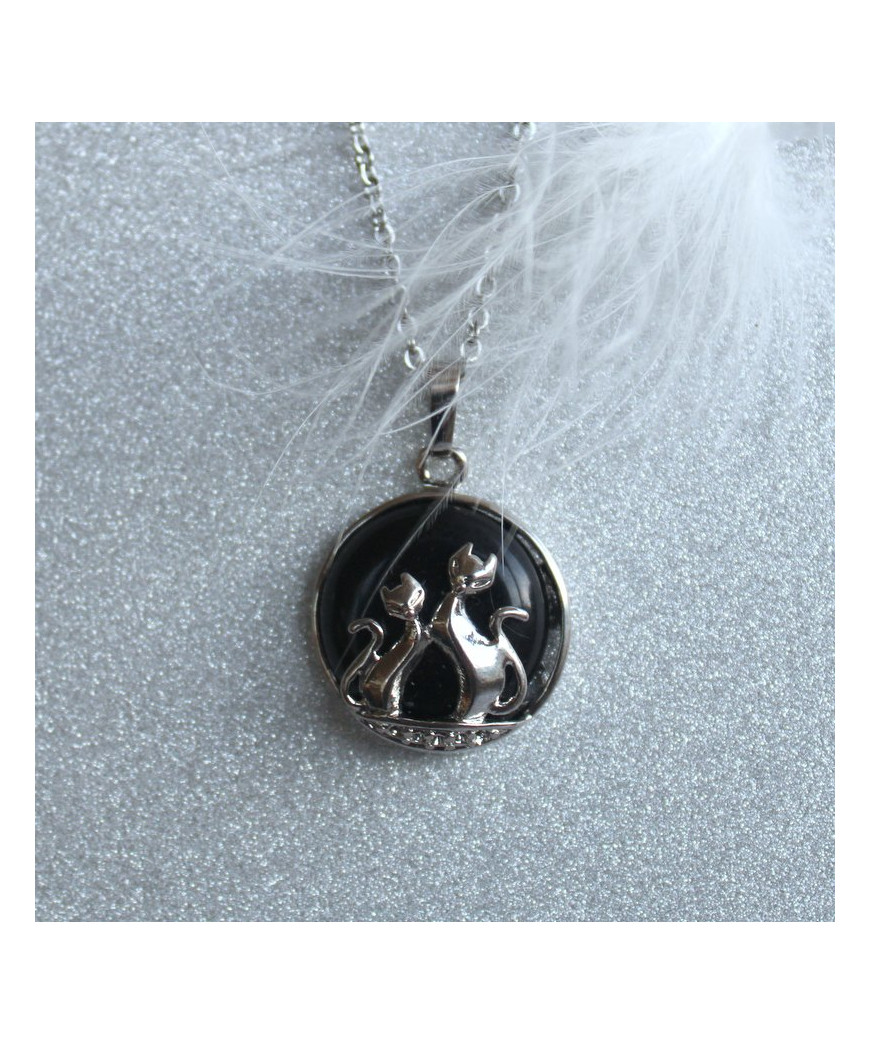 Pendentif Chat en Agate noire