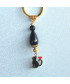 Porte-clefs Chat noir en Agate noire