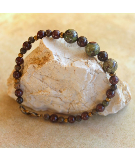 Bracelet en Grenat et en Jaspe sanguin
