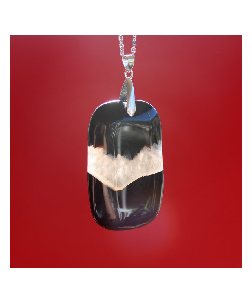 Pendentif Agate noir et blanc