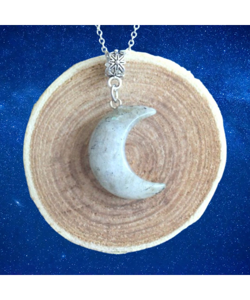 Pendentif Lune en Labradorite