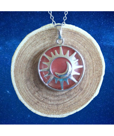 Pendentif Lune et Soleil en Quartz Cherry