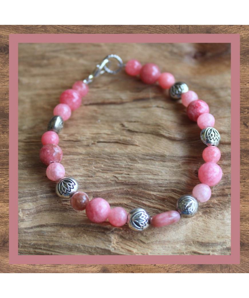 Bracelet Lotus en Rhodochrosite