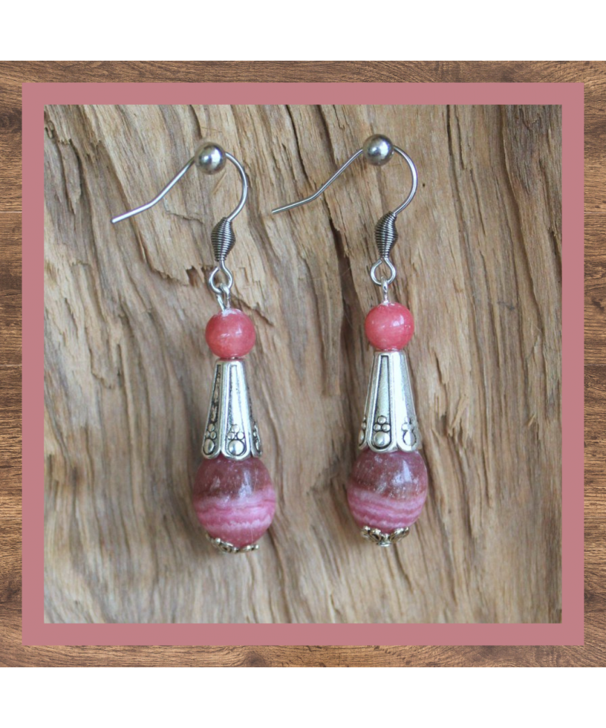 Boucles d'oreilles en Rhodochrosite