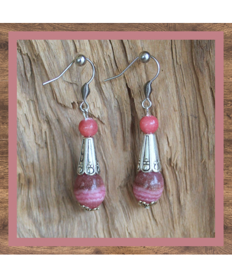 Boucles d'oreilles en Rhodochrosite