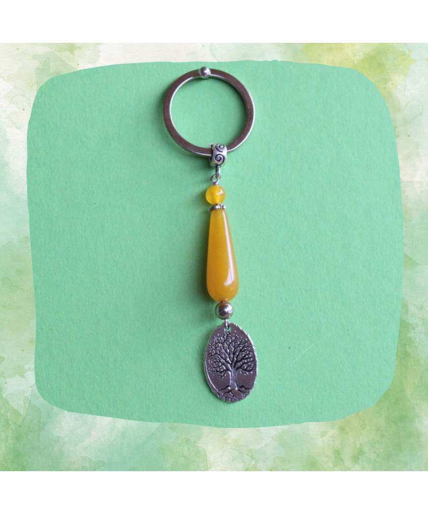 Porte-Clefs Arbre de vie en Agate jaune