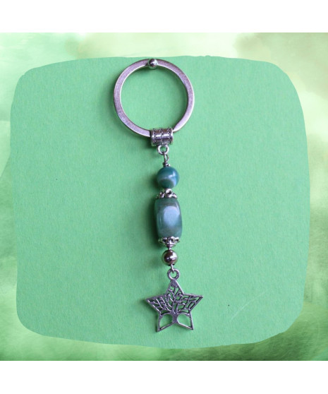 Porte-Clefs Arbre de vie en Agate verte