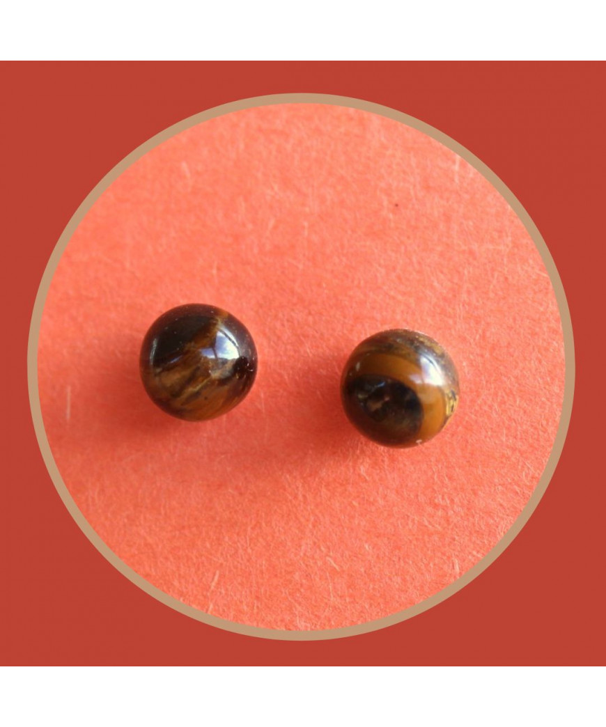 Boucles d'oreilles clous en Œil de tigre