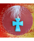 Pendentif Croix en Agate bleue
