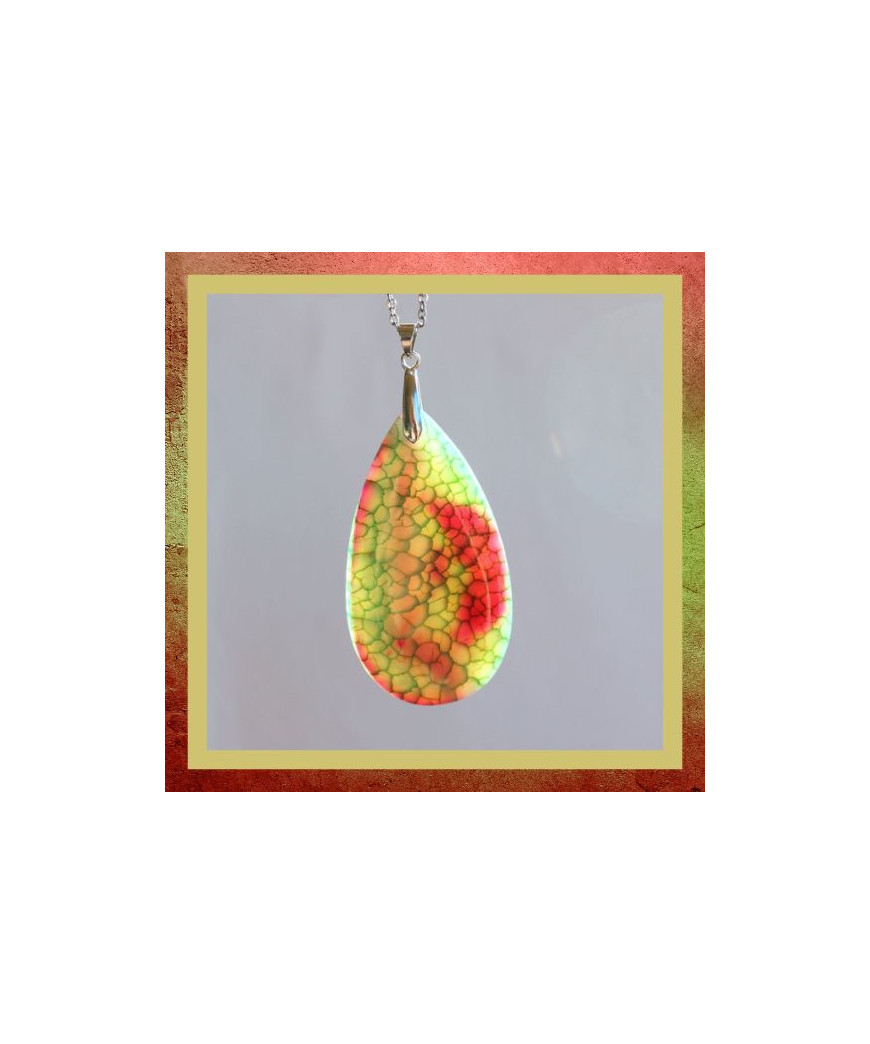 Pendentif Agate vert et violet rose