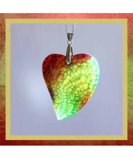 Pendentif Cœur Agate vert et violet