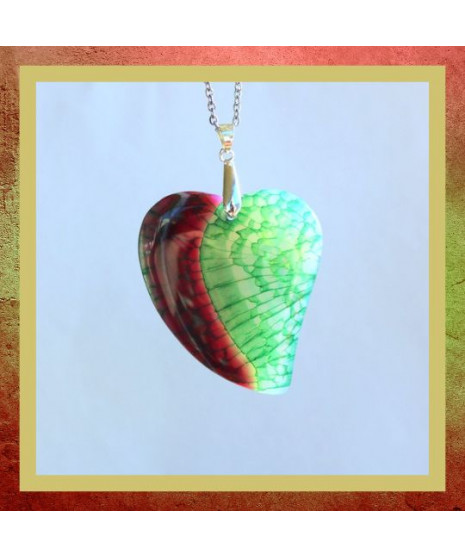 Pendentif Cœur Agate vert et violet