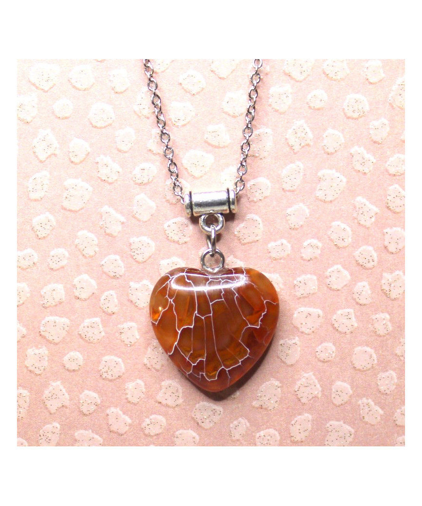 Pendentif Cœur en Agate orange