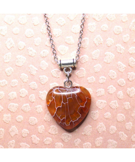 Pendentif Cœur en Agate orange