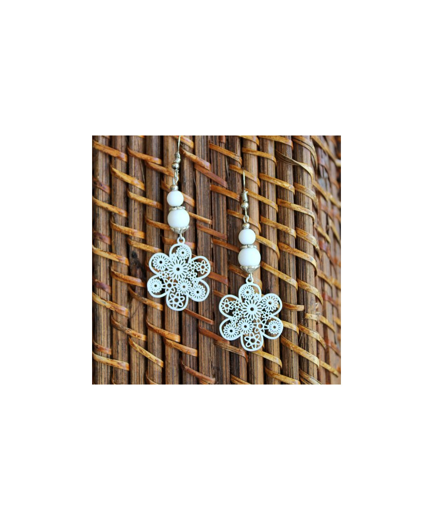 Boucles d'Oreilles blanches en Jade