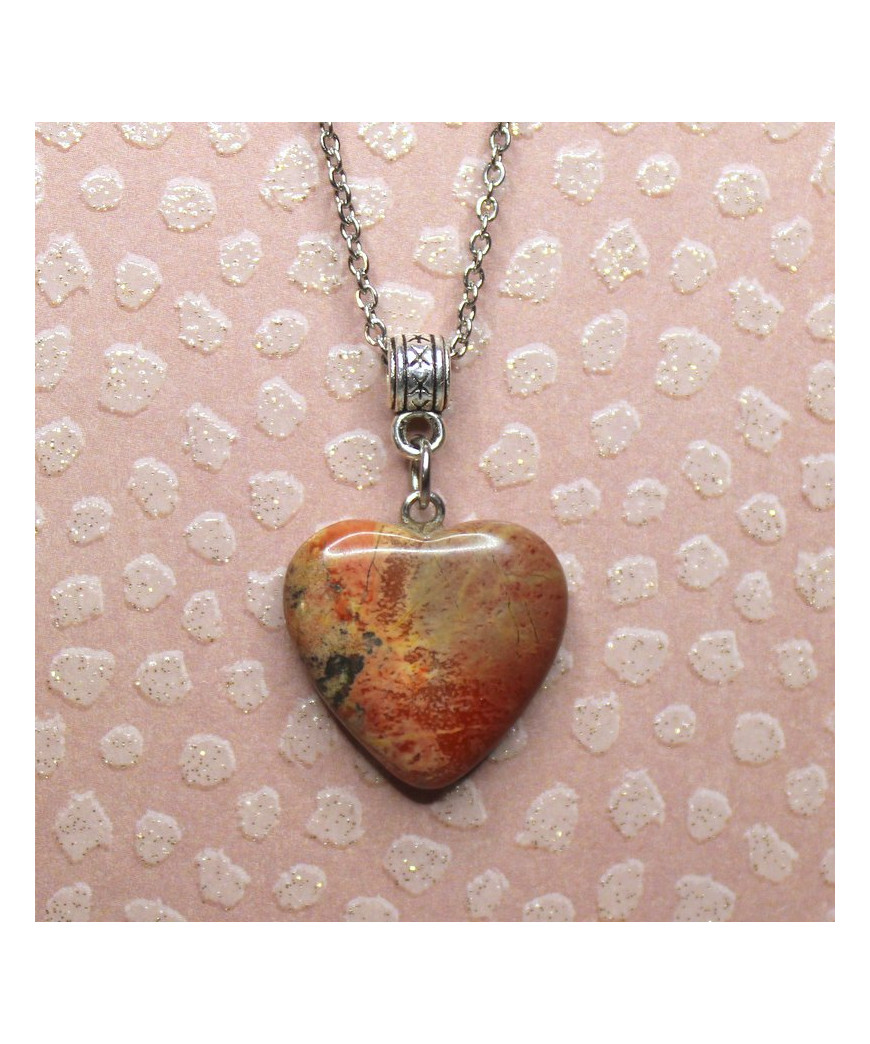 Pendentif Cœur en Jaspe rouge