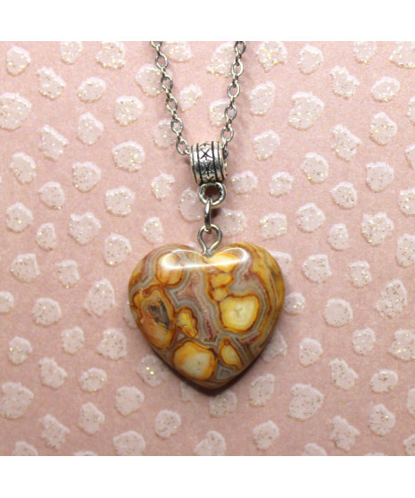 Pendentif Cœur en Agate crazy beige