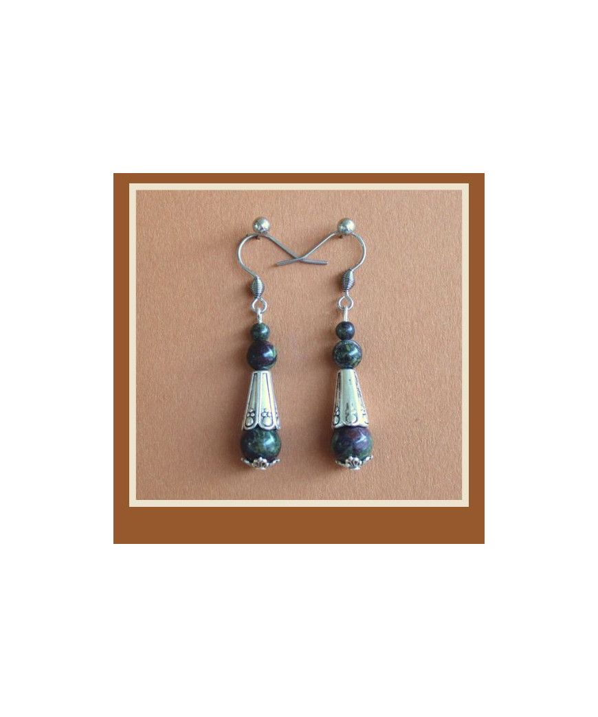 Boucles d'oreilles en Jaspe sanguin