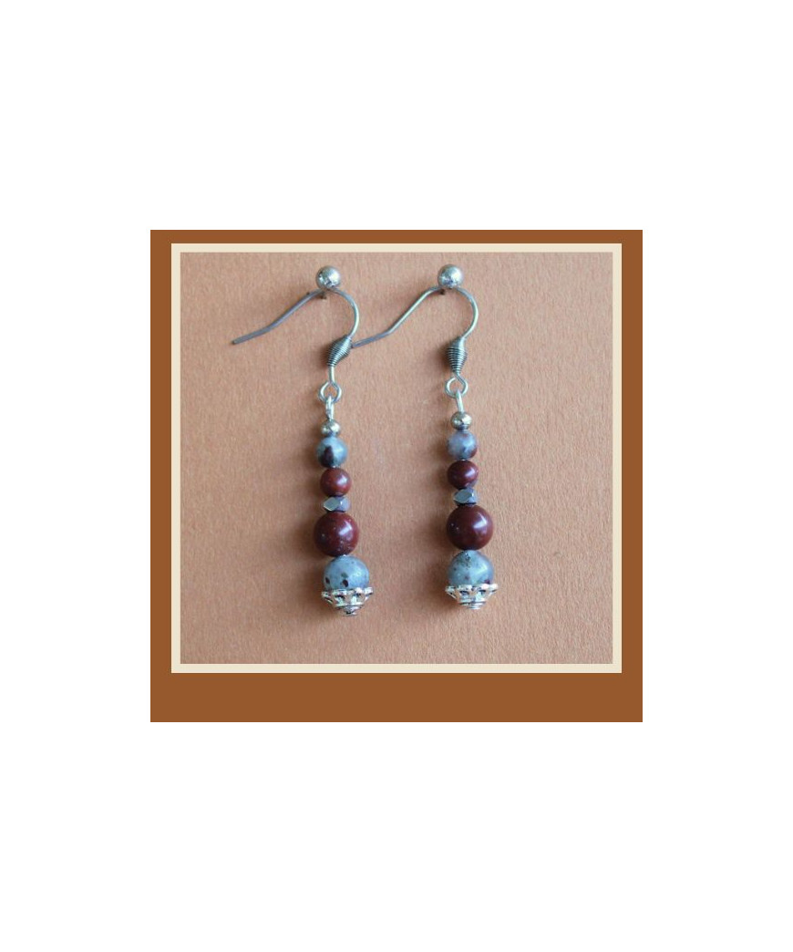Boucles d'oreilles en Jaspe sanguin
