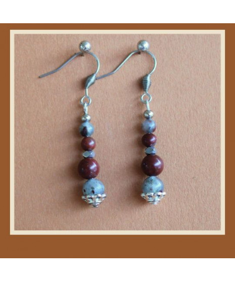 Boucles d'oreilles en Jaspe sanguin