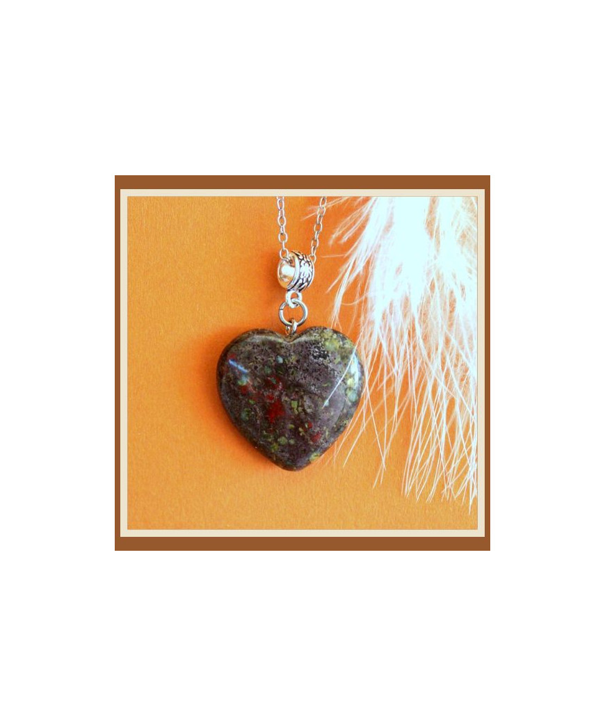 Pendentif Cœur en Jaspe sanguin