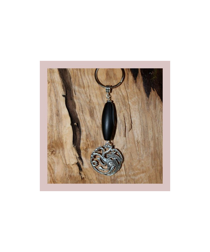Porte-clefs Dragon en Agate noire