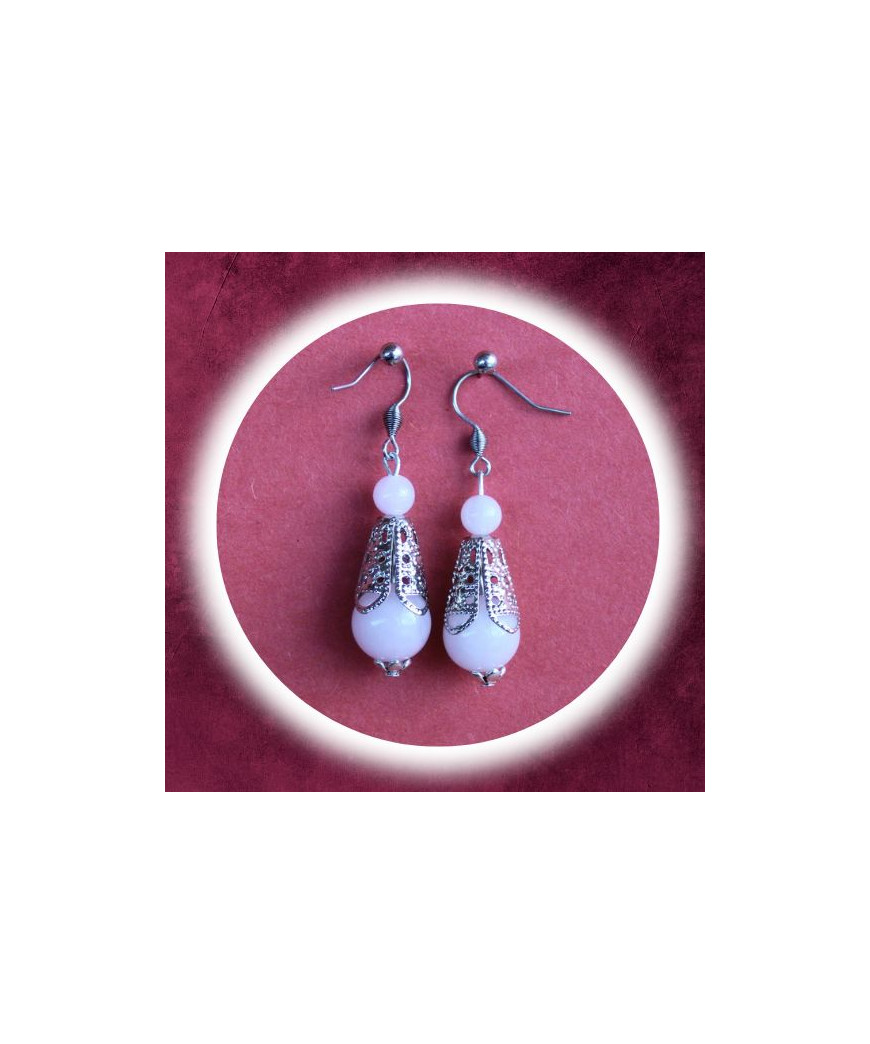 Boucles d'oreilles en Quartz rose
