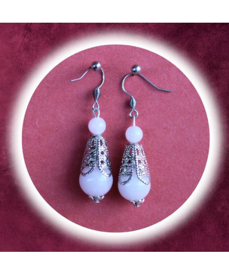 Boucles d'oreilles en Quartz rose