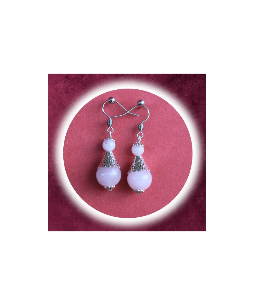 Boucles d'oreilles en Quartz rose