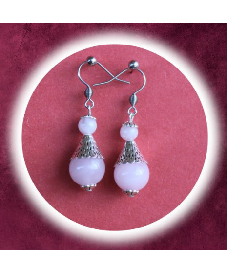 Boucles d'oreilles en Quartz rose