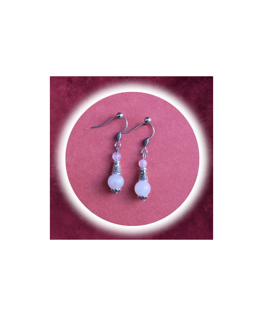 Boucles d'oreilles en Quartz rose