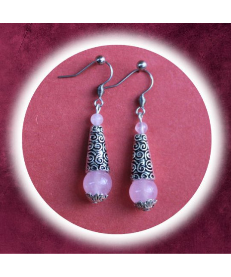 Boucles d'oreilles en Quartz rose