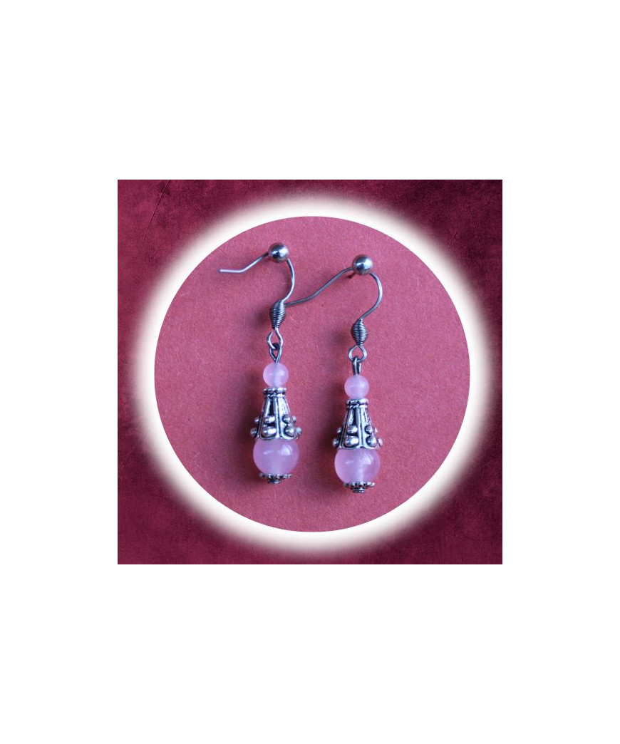Boucles d'oreilles en Quartz rose