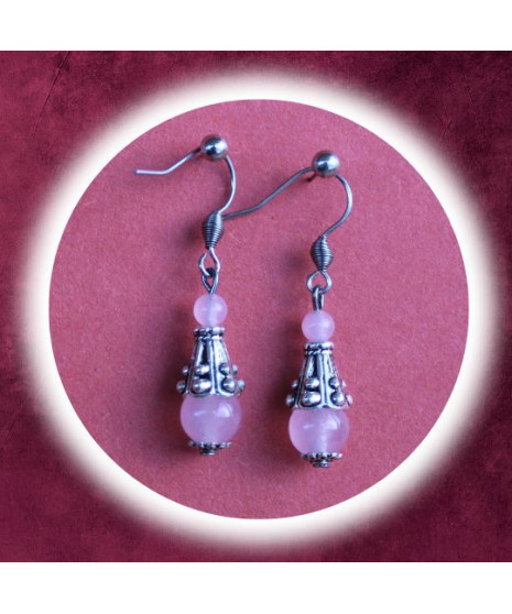 Boucles d'oreilles en Quartz rose