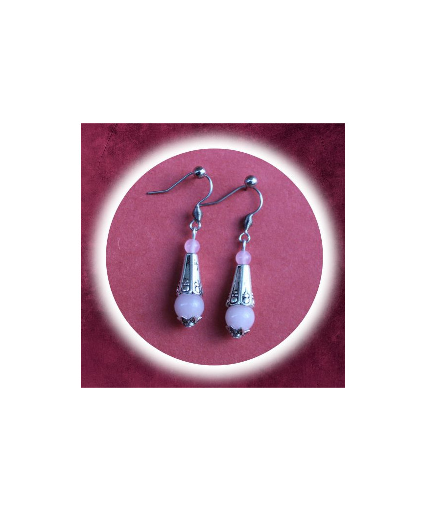 Boucles d'oreilles en Quartz rose