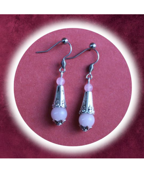Boucles d'oreilles en Quartz rose