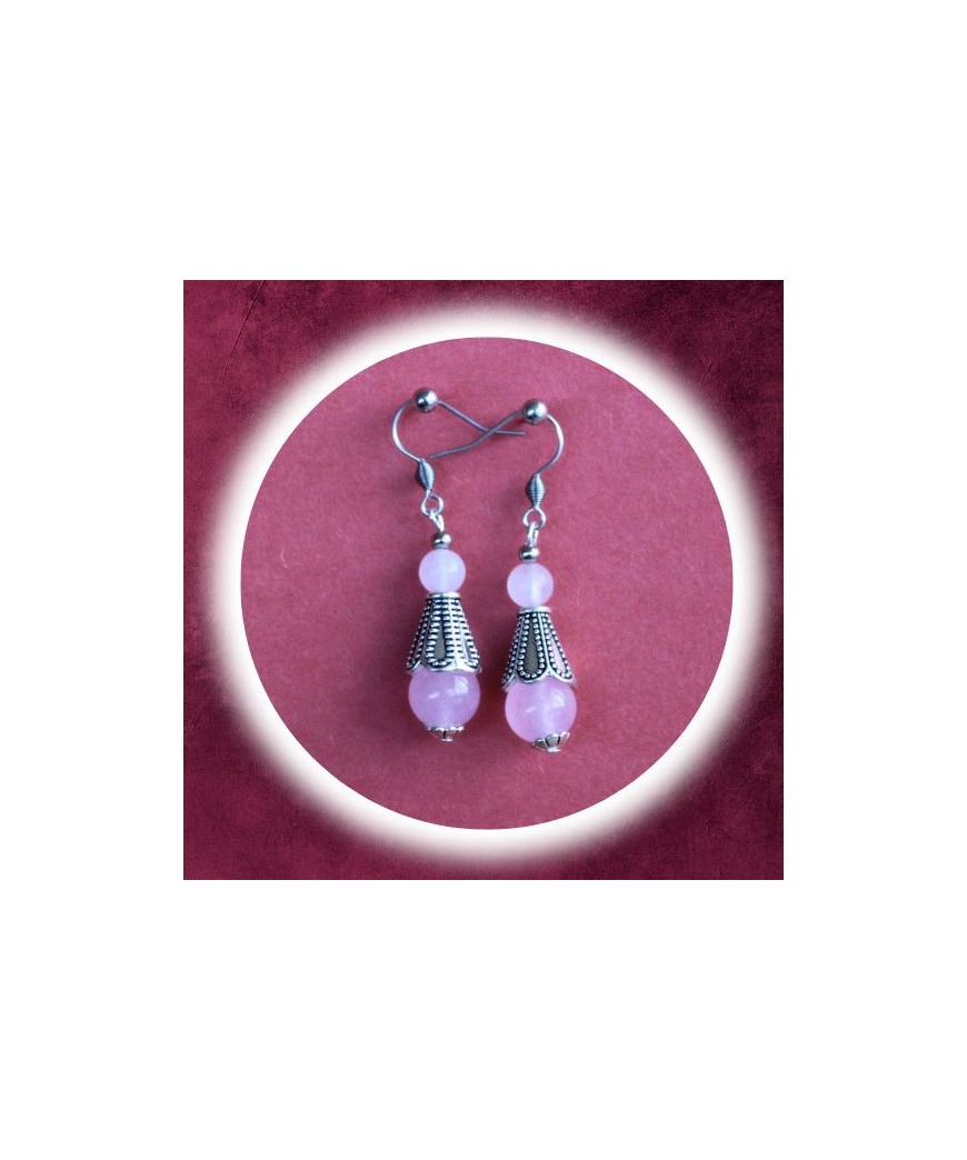 Boucles d'oreilles en Quartz rose