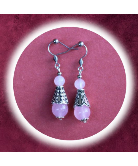 Boucles d'oreilles en Quartz rose