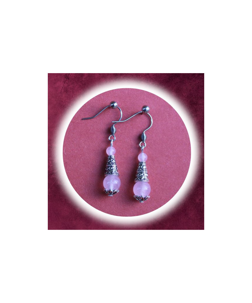 Boucles d'oreilles en Quartz rose