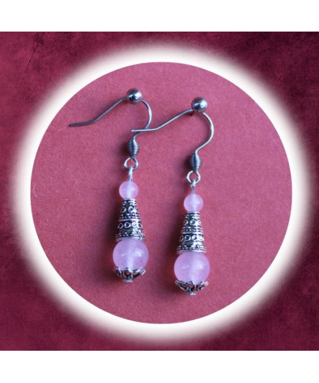 Boucles d'oreilles en Quartz rose