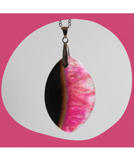 Pendentif Agate noire et rose