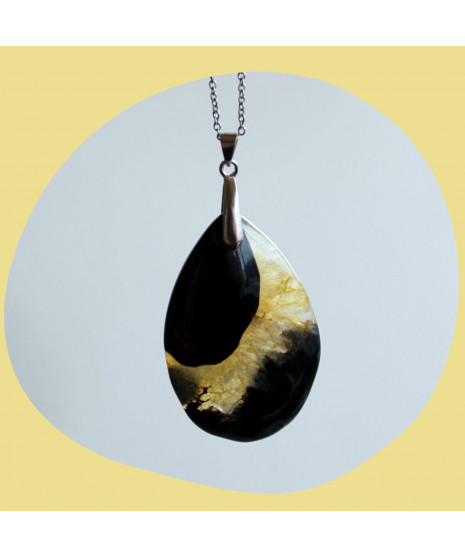 Pendentif Agate noire et jaune