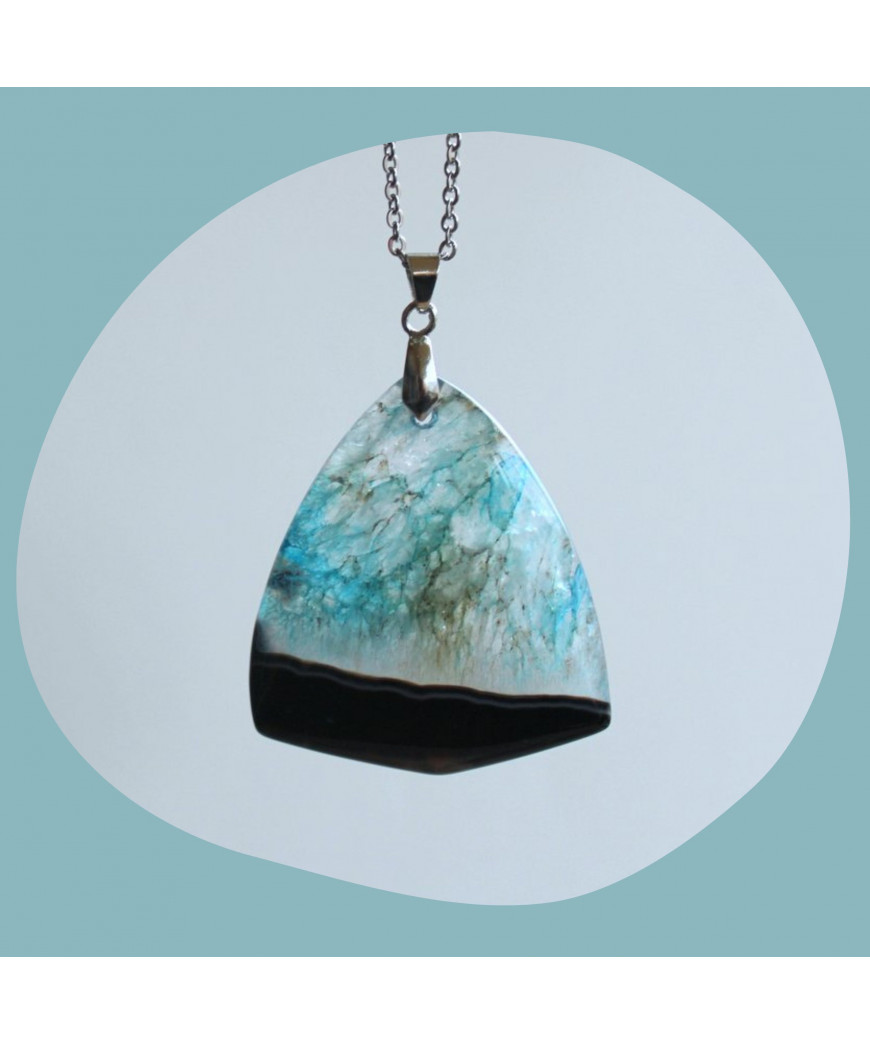 Pendentif Agate noire et bleue