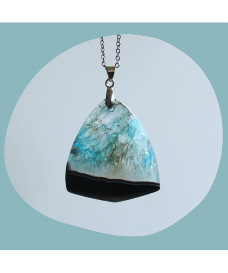 Pendentif Agate noire et bleue