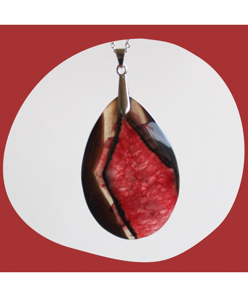 Pendentif Agate noire et rouge