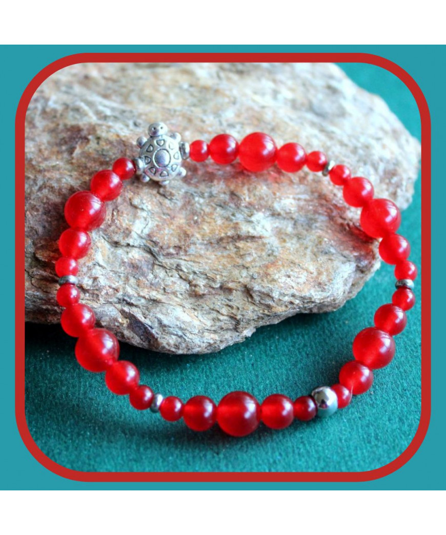 Bracelet Tortue en Agate rouge